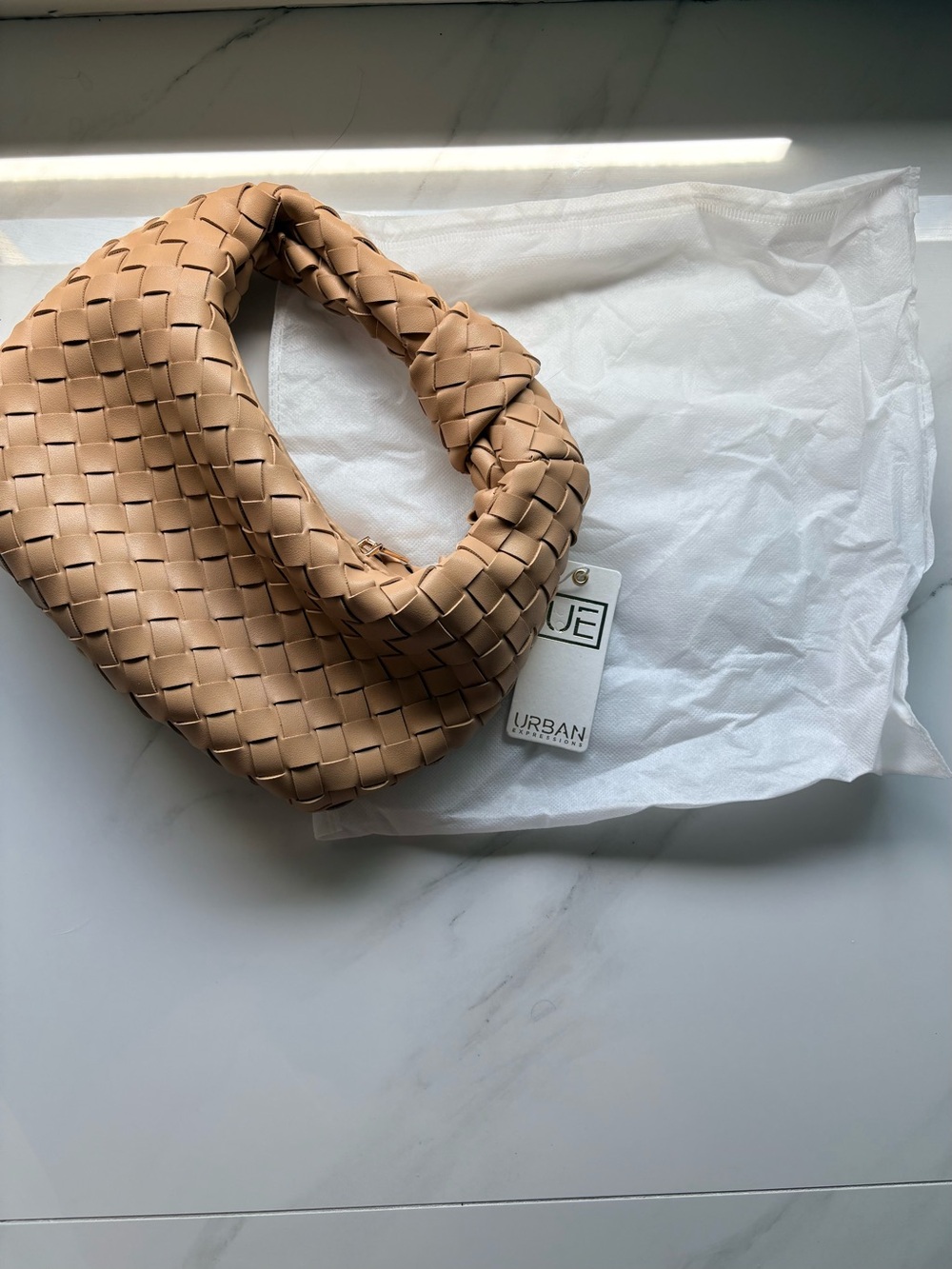 Urban Expressions Woven Shoulder Bag in Tan - Picture 3 of 3